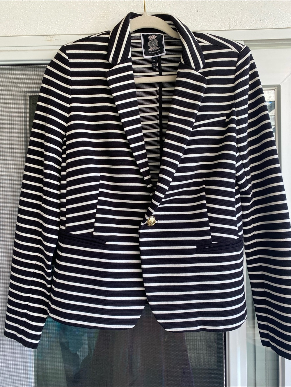 Juicy Couture Black & White Striped Blazer